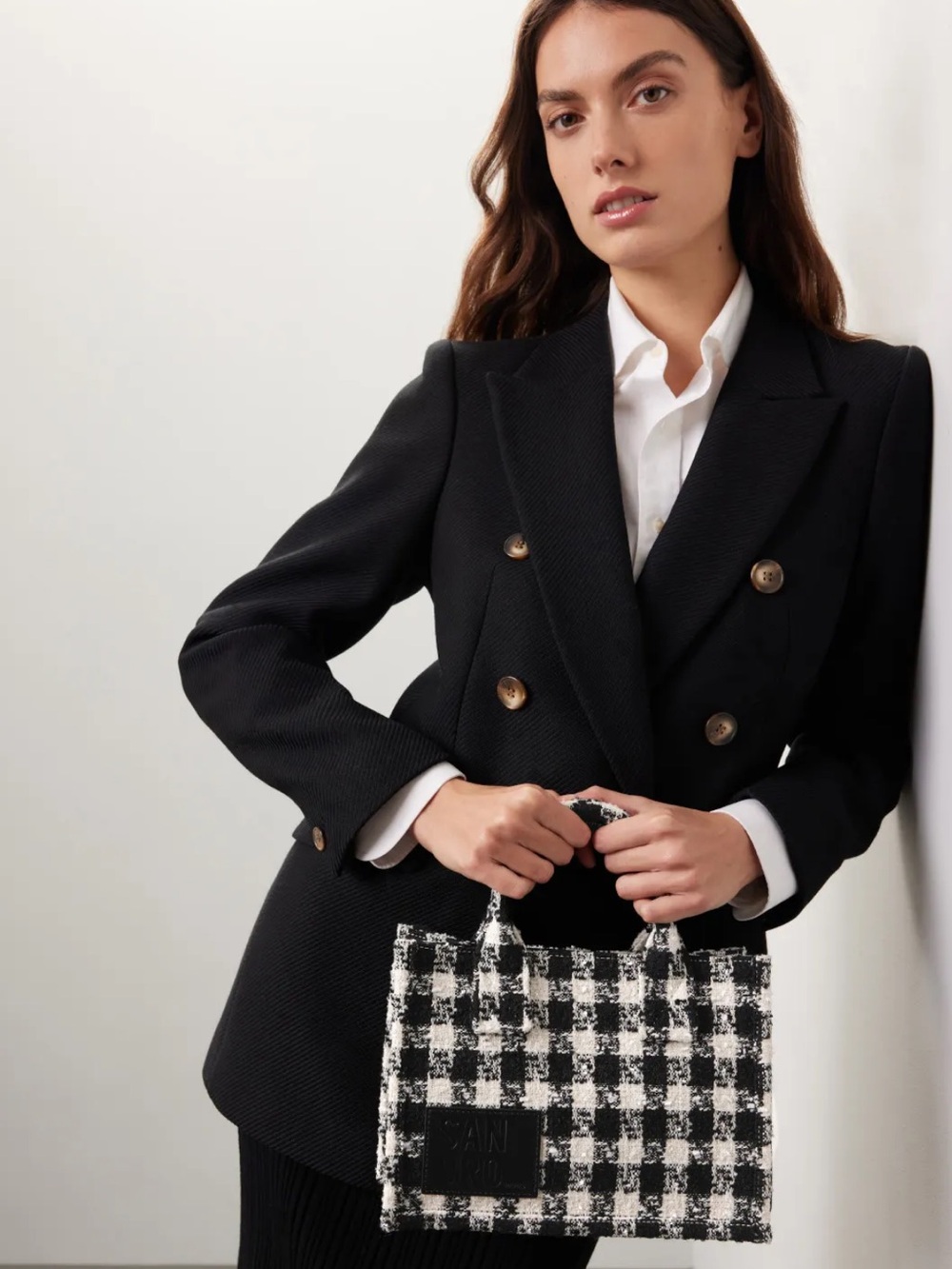 SANDRO tweed tote bag